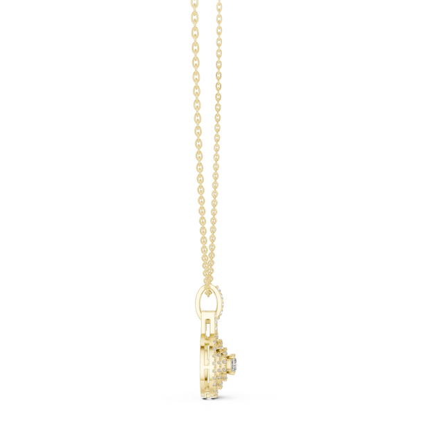 Front-View: Princess Diamond Pendant with Prong Setting in 14k Yellow Gold - Lab Grown - Driona Jewels