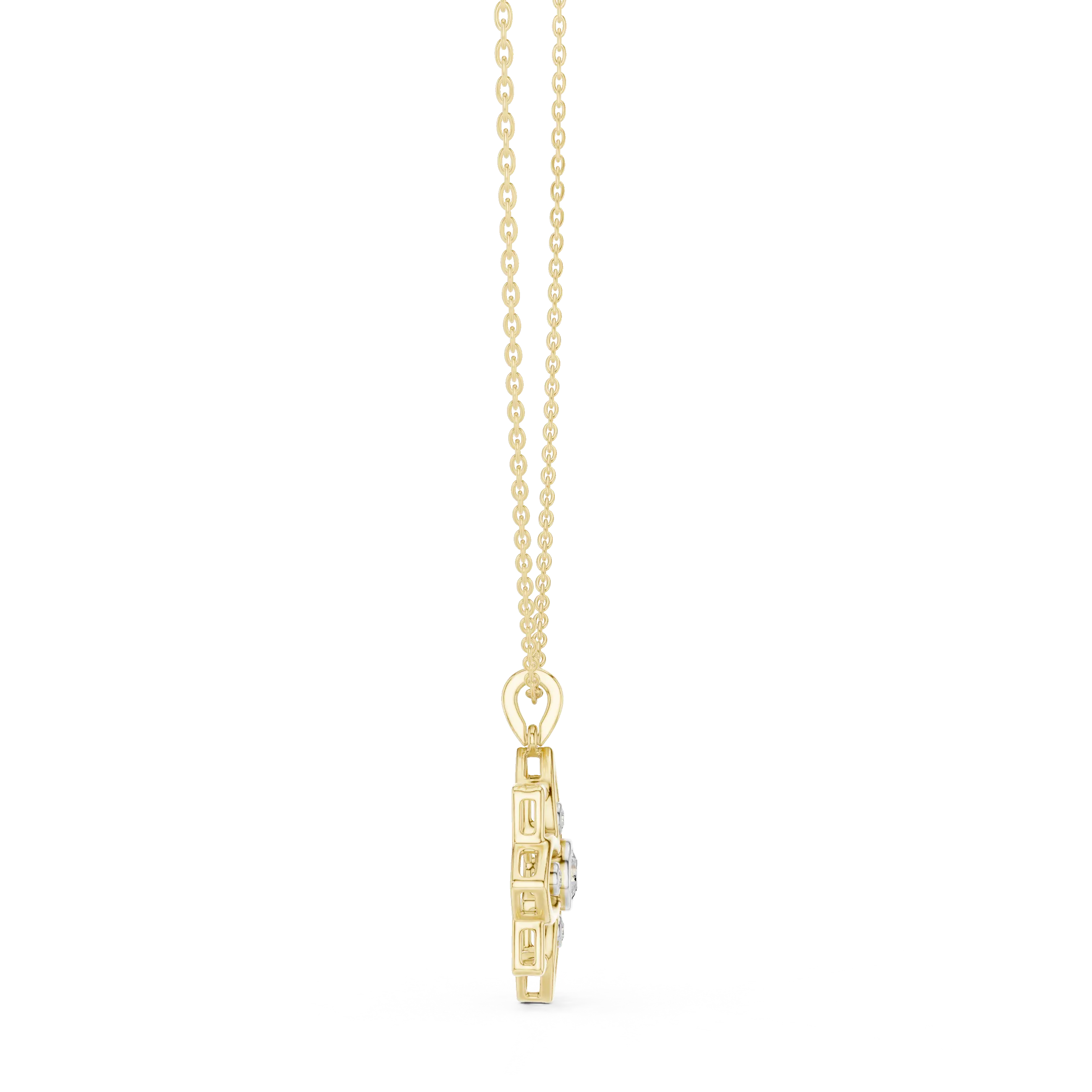 Front-view: Princess Diamond Pendant with Prong Setting in 14k Yellow Gold - Lab Grown - Driona Jewels
