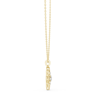 Front-view: Princess Diamond Pendant with Prong Setting in 14k Yellow Gold - Lab Grown - Driona Jewels