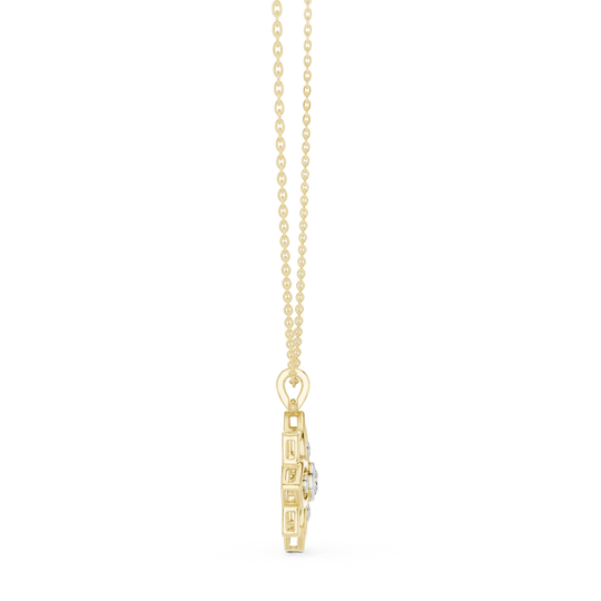 Front-view: Princess Diamond Pendant with Prong Setting in 14k Yellow Gold - Lab Grown - Driona Jewels