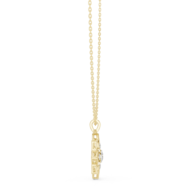 Front-view: Princess Diamond Pendant with Prong Setting in 14k Yellow Gold - Lab Grown - Driona Jewels
