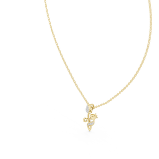 Front-View: Princess Cut Diamond Pendant with Prong Setting in 14k Yellow Gold - Lab Grown - Driona Jewels