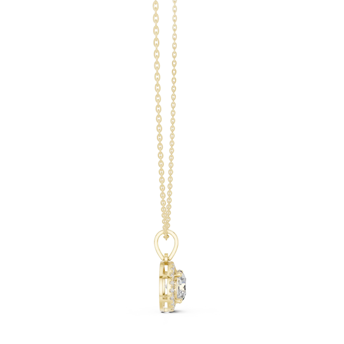 Front-view: Princess Diamond Pendant with Prong Setting in 14k Yellow Gold - Lab Grown - Driona Jewels