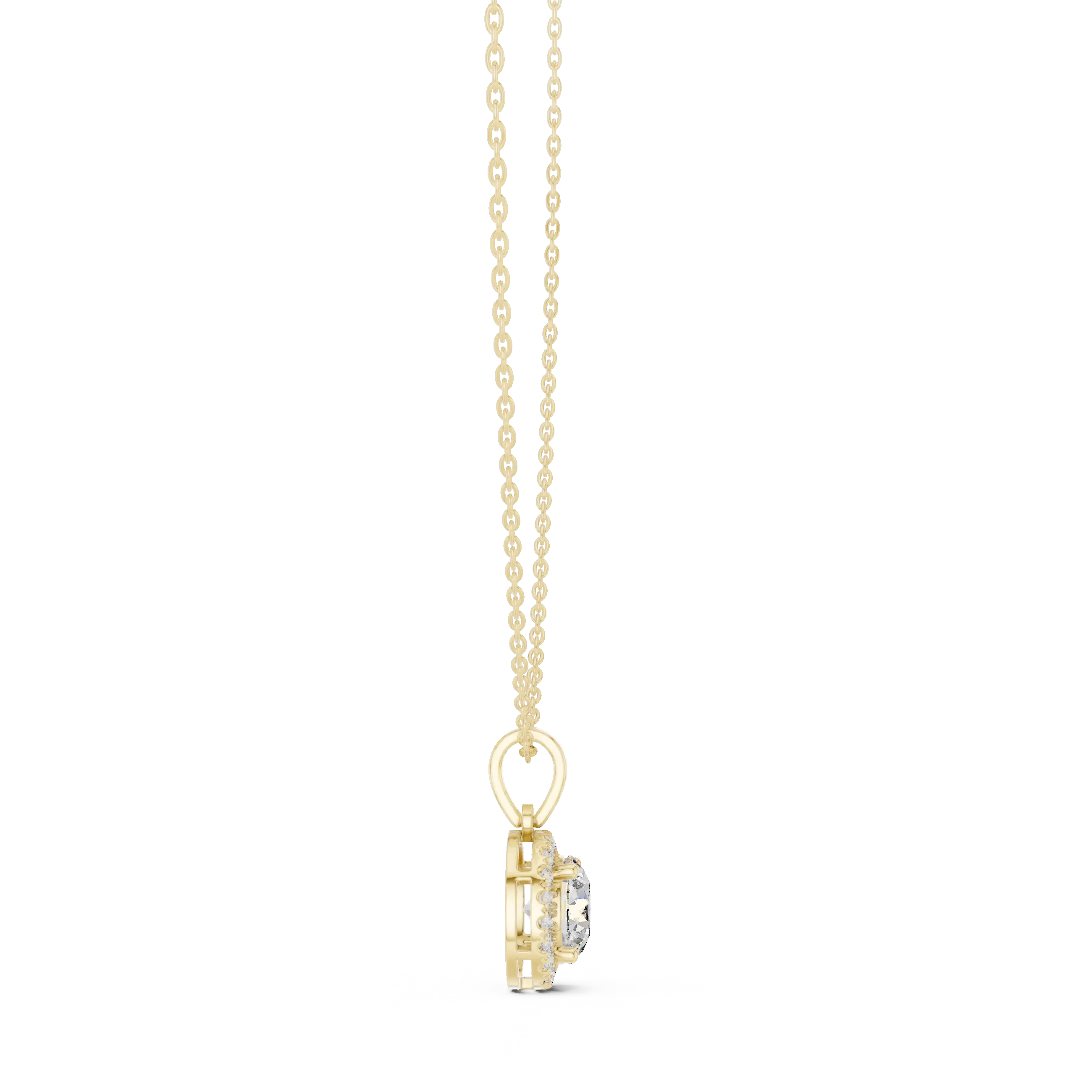 Front-view: Princess Diamond Pendant with Prong Setting in 14k Yellow Gold - Lab Grown - Driona Jewels