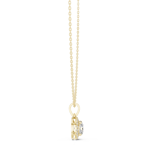 Front-view: Princess Diamond Pendant with Prong Setting in 14k Yellow Gold - Lab Grown - Driona Jewels