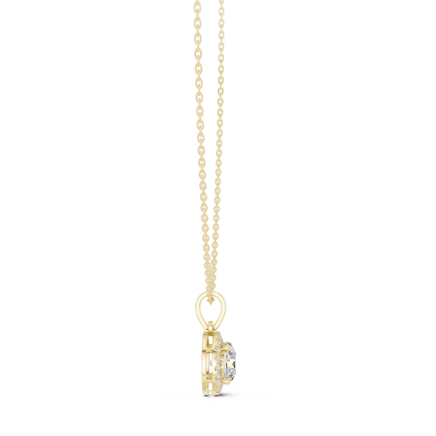 Front-view: Princess Diamond Pendant with Prong Setting in 14k Yellow Gold - Lab Grown - Driona Jewels