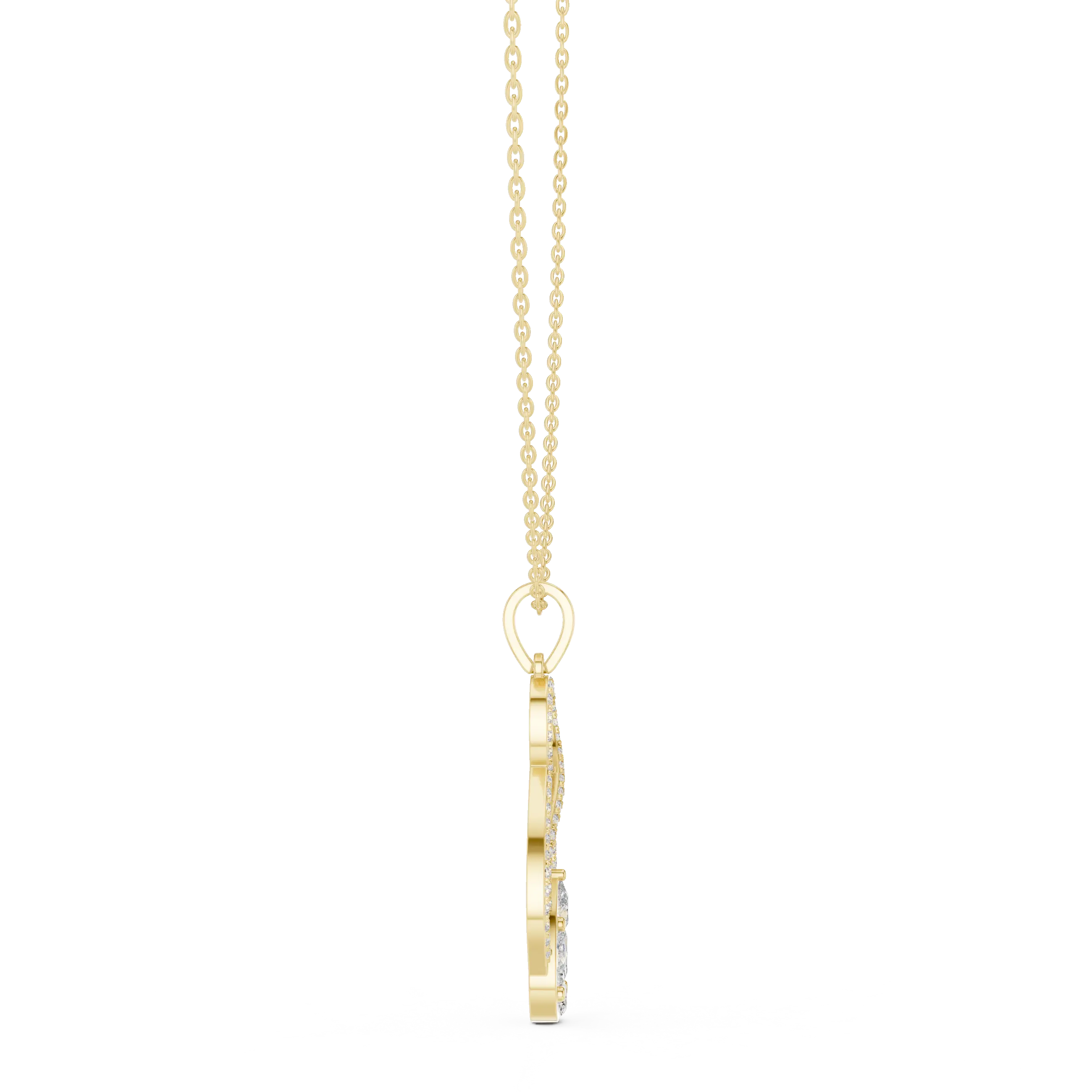 Front-view: Princess Cut Diamond Pendant with Prong Setting in 14k Yellow Gold - Lab Grown - Driona Jewels