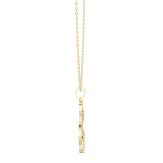 Front-view: Princess Cut Diamond Pendant with Prong Setting in 14k Yellow Gold - Lab Grown - Driona Jewels