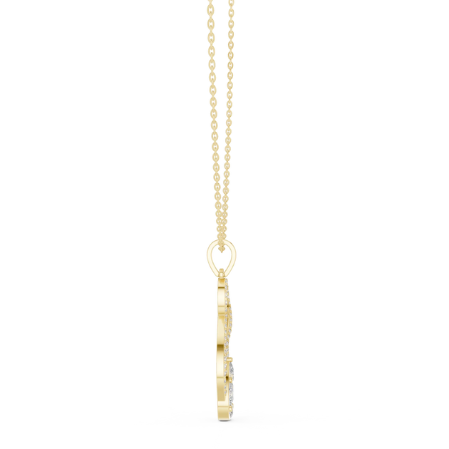 Front-view: Princess Cut Diamond Pendant with Prong Setting in 14k Yellow Gold - Lab Grown - Driona Jewels