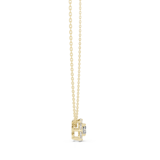 Front-View: Princess Cut Diamond Pendant with Prong Setting in 14k Yellow Gold - Lab Grown - Driona Jewels