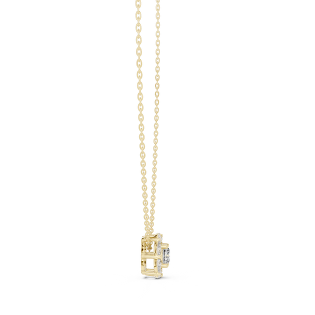Front-View: Princess Cut Diamond Pendant with Prong Setting in 14k Yellow Gold - Lab Grown - Driona Jewels