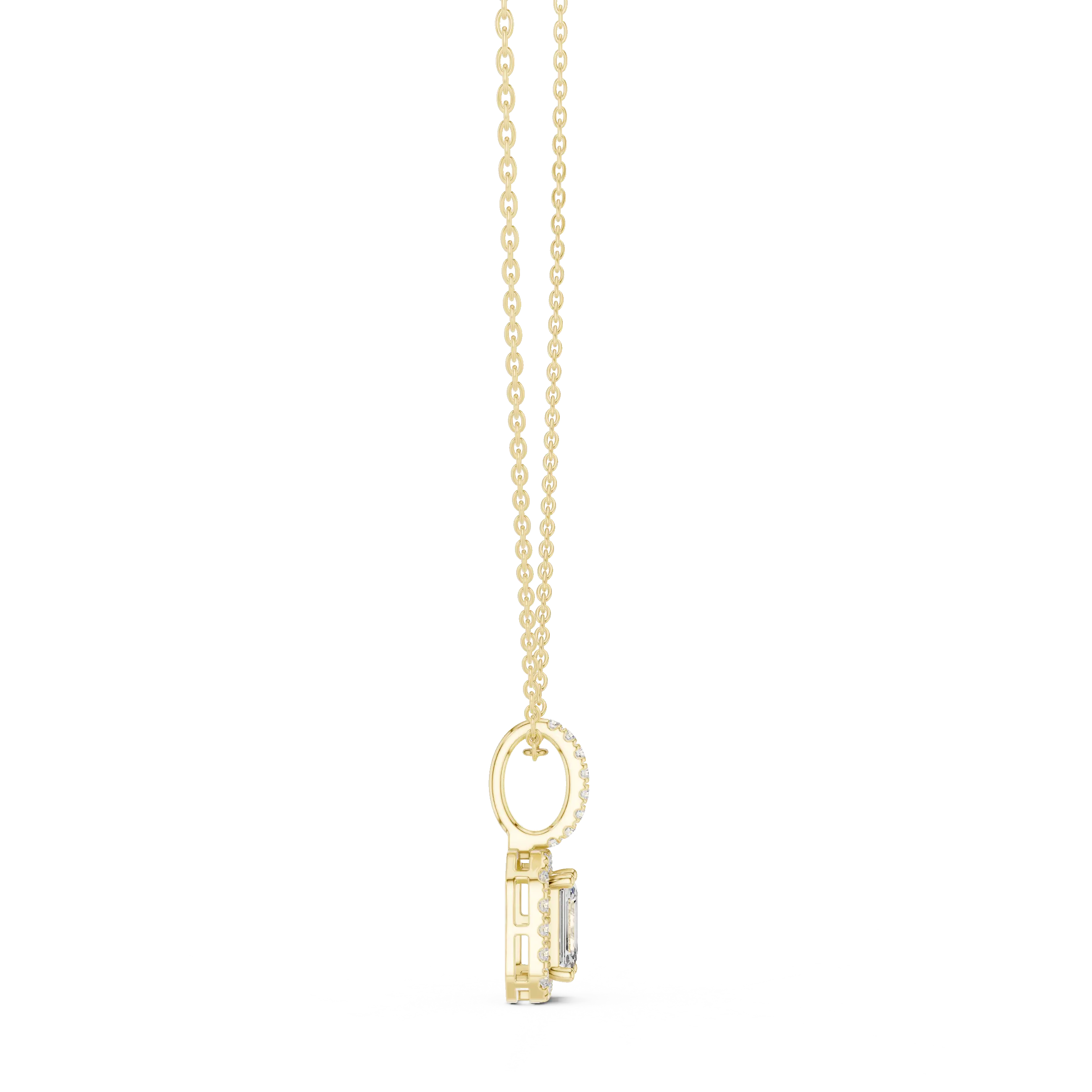 Front-View: Princess Cut Diamond Pendant with Prong Setting in 14k Yellow Gold - Lab Grown - Driona Jewels