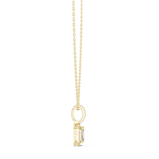 Front-View: Princess Cut Diamond Pendant with Prong Setting in 14k Yellow Gold - Lab Grown - Driona Jewels