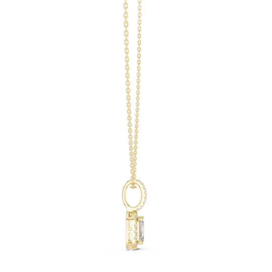 Front-View: Princess Cut Diamond Pendant with Prong Setting in 14k Yellow Gold - Lab Grown - Driona Jewels