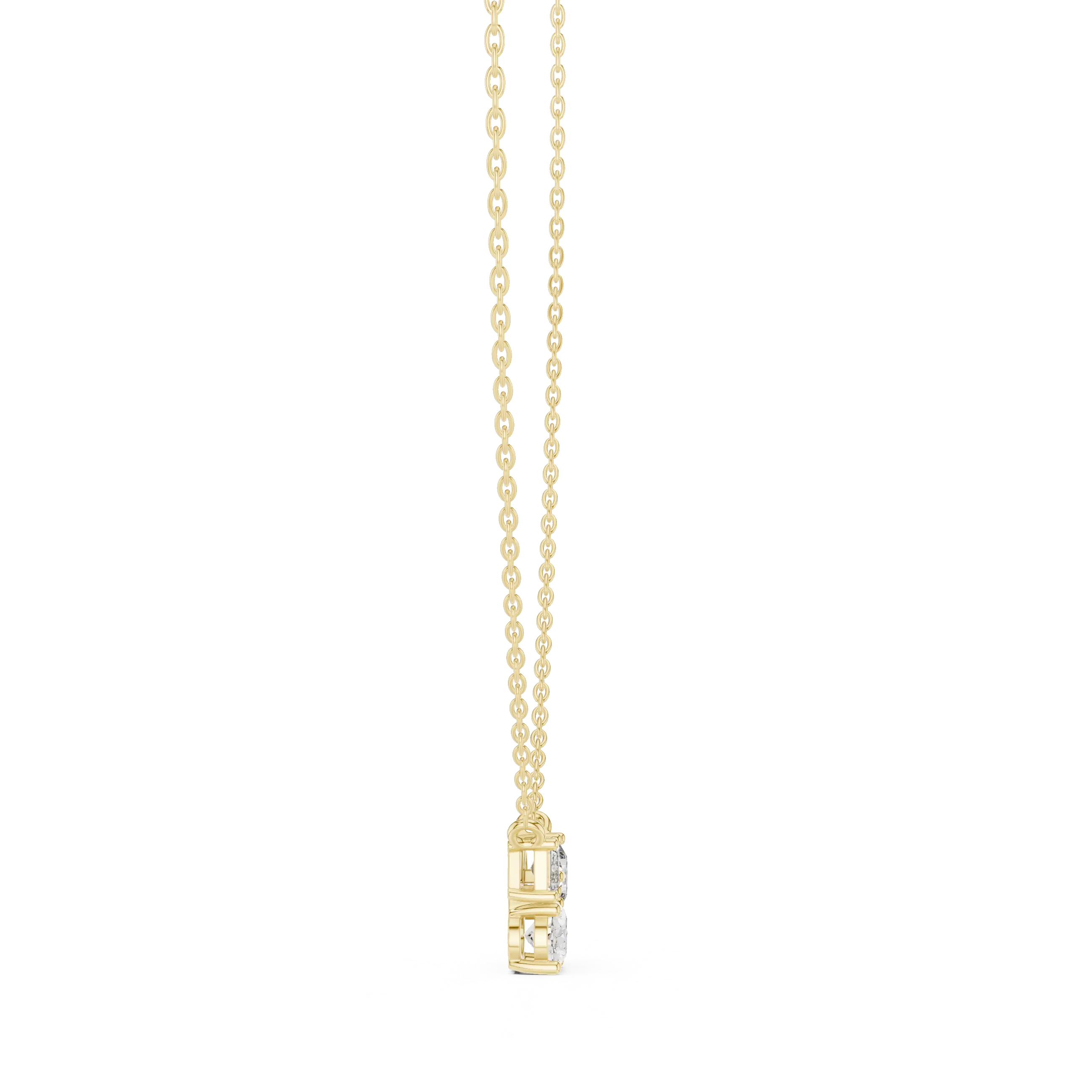 Front View: Princess Cut Diamond Pendant with Prong Setting in 14k Yellow Gold - Lab Grown - Driona Jewels