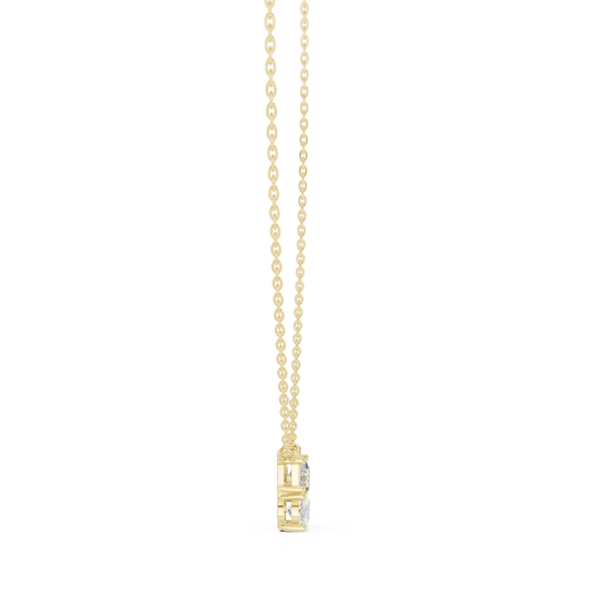 Front View: Princess Cut Diamond Pendant with Prong Setting in 14k Yellow Gold - Lab Grown - Driona Jewels