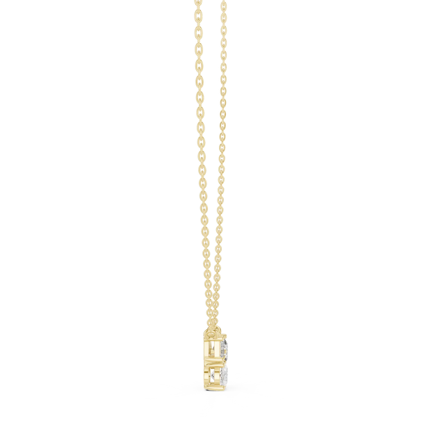 Front View: Princess Cut Diamond Pendant with Prong Setting in 14k Yellow Gold - Lab Grown - Driona Jewels