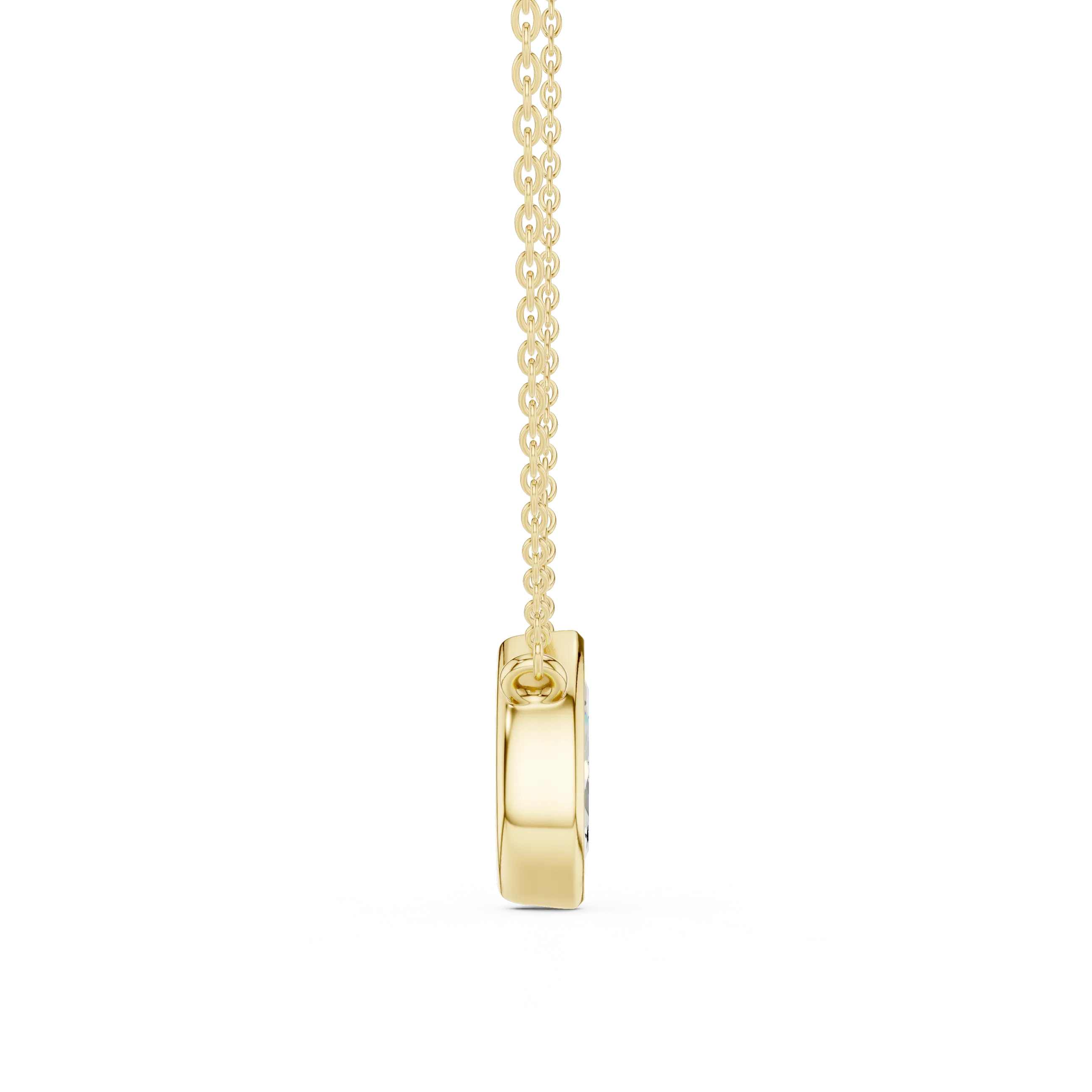 Front-view: Princess Diamond Pendant with Prong Setting in 14k Yellow Gold - Lab Grown - Driona Jewels