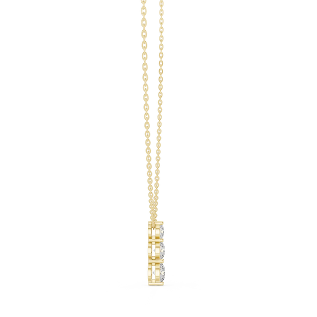 Front: Princess Diamond Pendant with Prong Setting in 14k Yellow Gold - Lab Grown - Driona Jewels