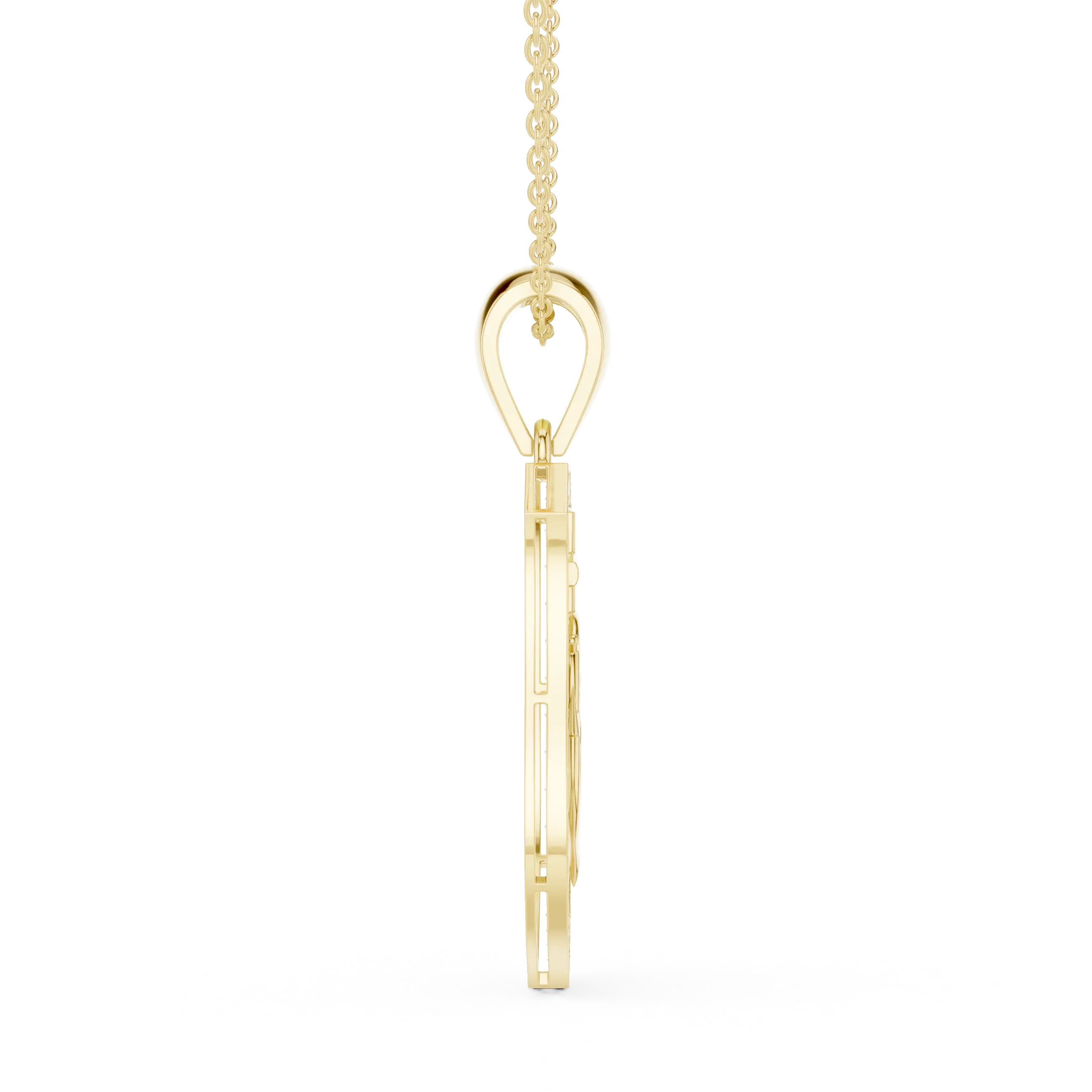 Side-Profile: Princess Diamond Pendant with Prong Setting in 14k Yellow Gold - Lab Grown - Driona Jewels