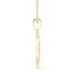 Side-Profile: Princess Diamond Pendant with Prong Setting in 14k Yellow Gold - Lab Grown - Driona Jewels