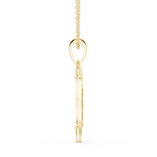 Side-Profile: Princess Diamond Pendant with Prong Setting in 14k Yellow Gold - Lab Grown - Driona Jewels