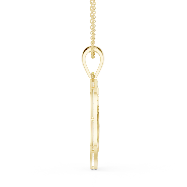 Side-Profile: Princess Diamond Pendant with Prong Setting in 14k Yellow Gold - Lab Grown - Driona Jewels