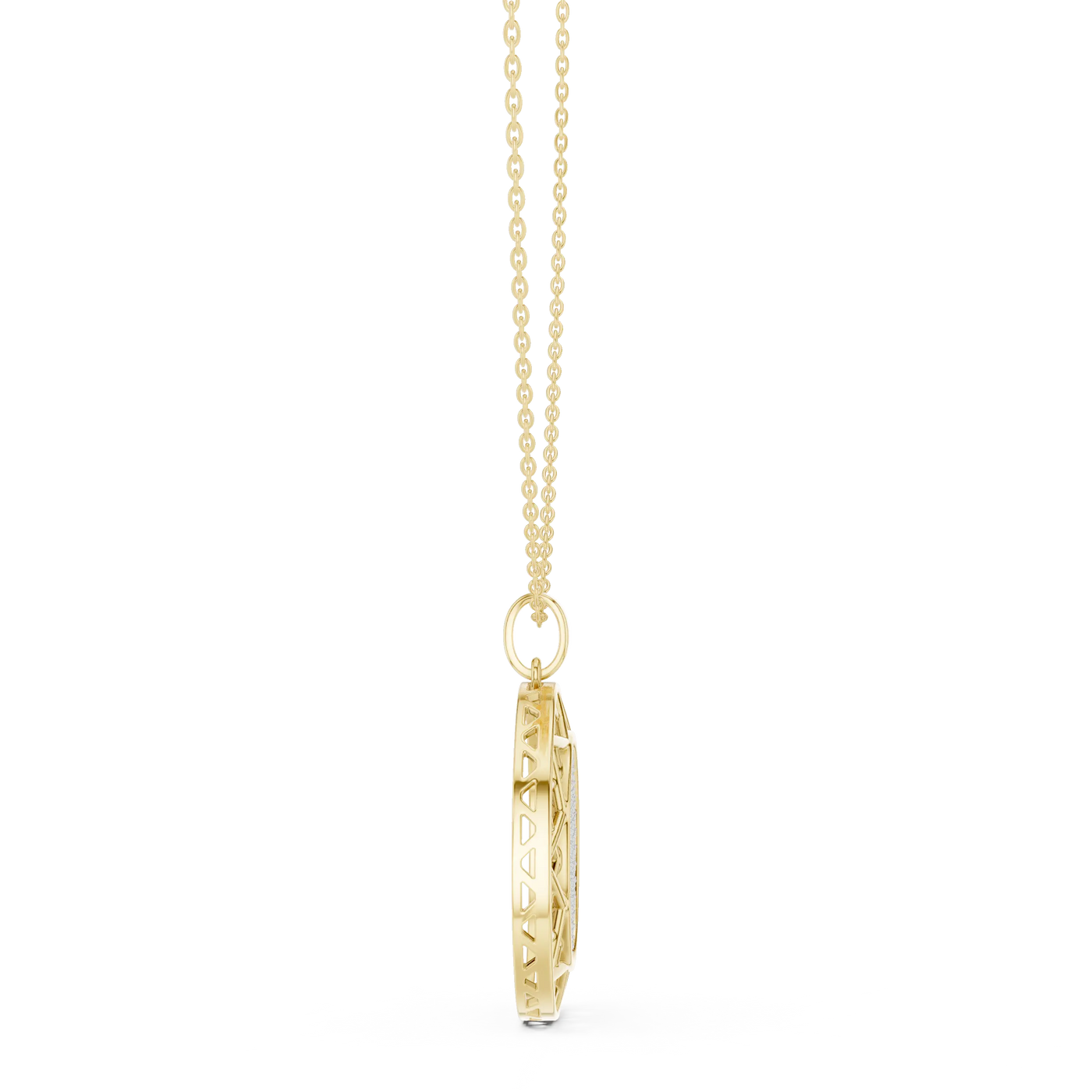 Side-Profile: Princess Diamond Pendant with Prong Setting in 14k Yellow Gold - Lab Grown - Driona Jewels