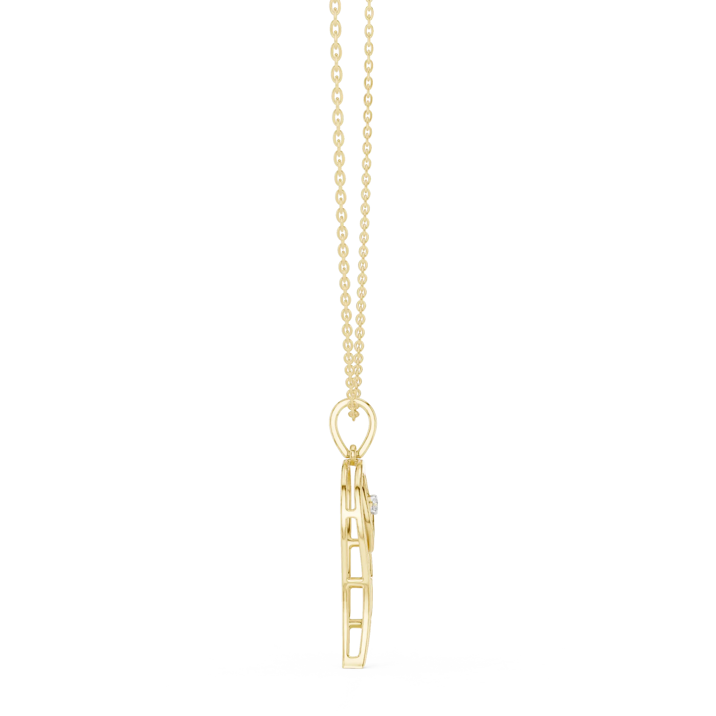 Side-Profile: Princess Diamond Pendant with Prong Setting in 14k Yellow Gold - Lab Grown - Driona Jewels