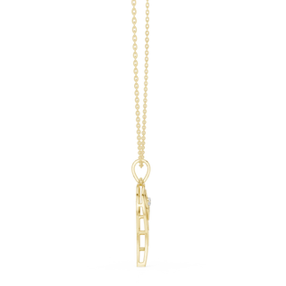 Side-Profile: Princess Diamond Pendant with Prong Setting in 14k Yellow Gold - Lab Grown - Driona Jewels