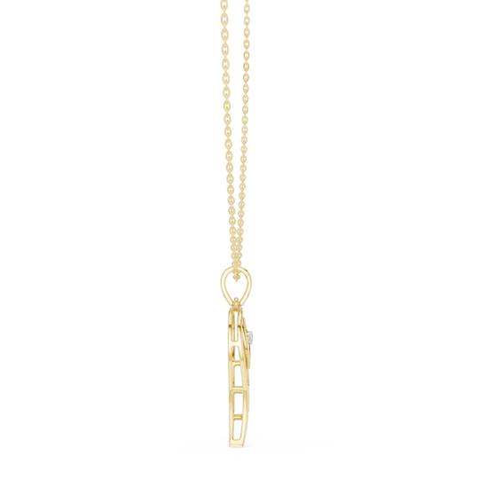 Side-Profile: Princess Diamond Pendant with Prong Setting in 14k Yellow Gold - Lab Grown - Driona Jewels