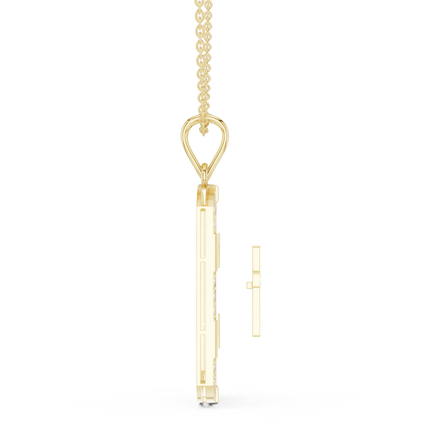 Side-Profile: Princess Diamond Pendant with Prong Setting in 14k Yellow Gold - Lab Grown - Driona Jewels