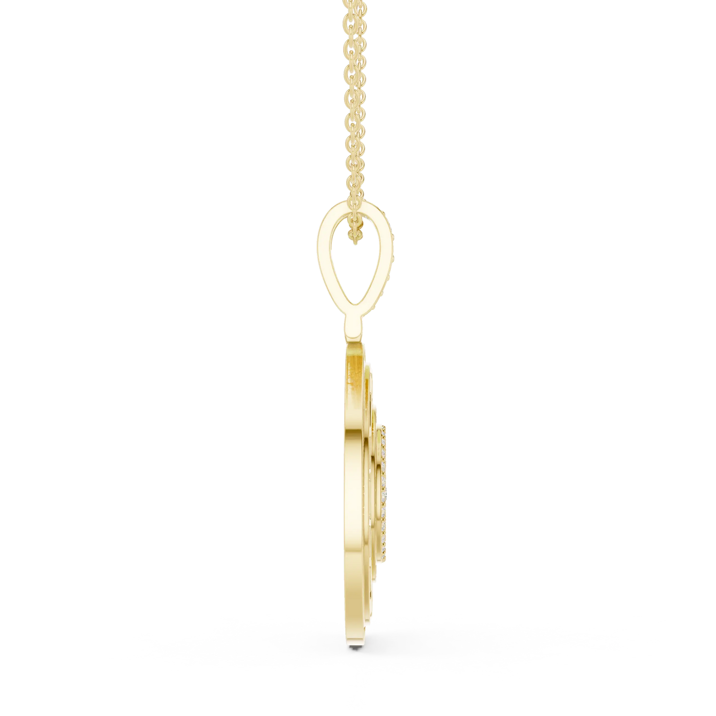 Side-Profile: Princess Cut Diamond Pendant with Prong Setting in 14k Yellow Gold - Lab Grown - Driona Jewels
