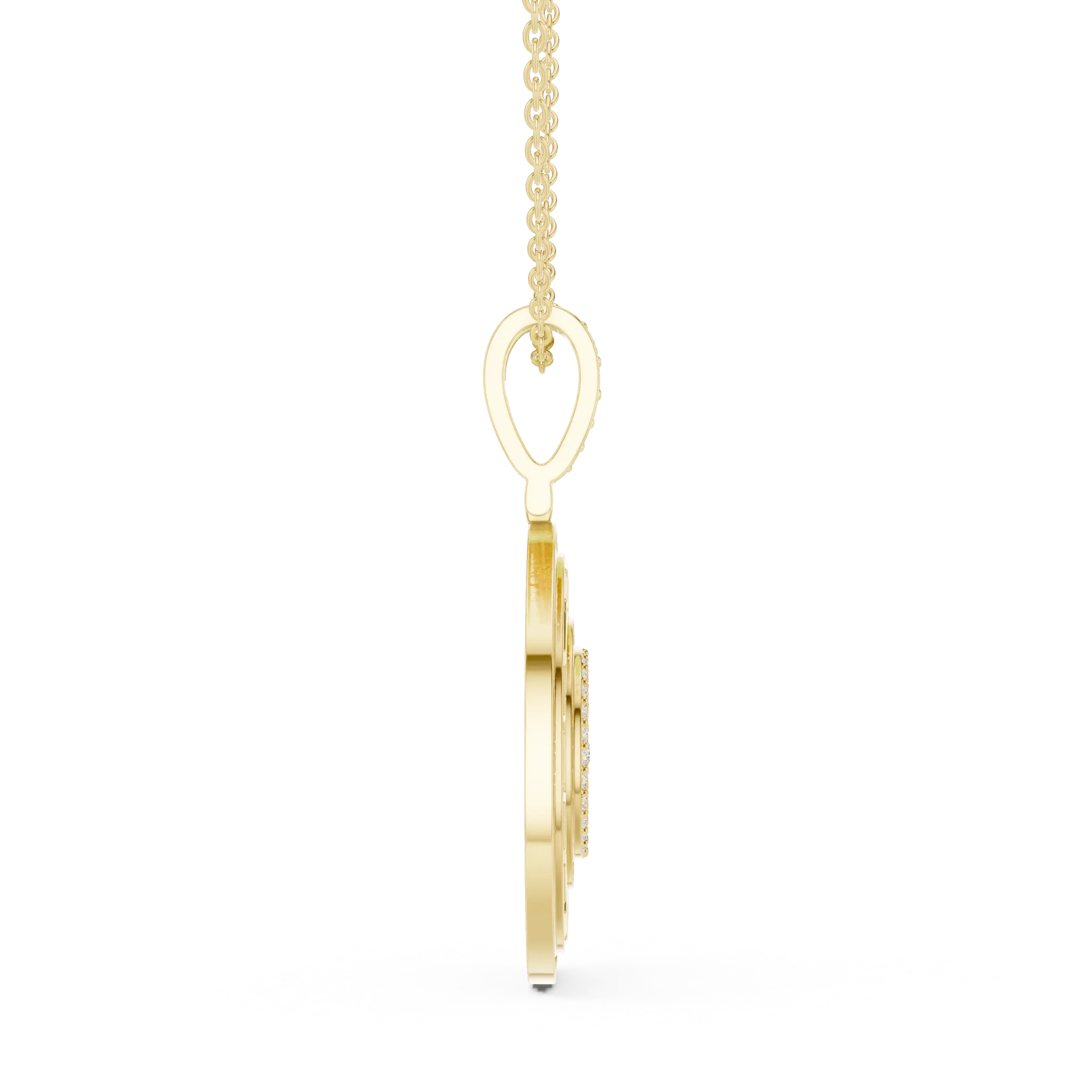 Side-Profile: Princess Cut Diamond Pendant with Prong Setting in 14k Yellow Gold - Lab Grown - Driona Jewels
