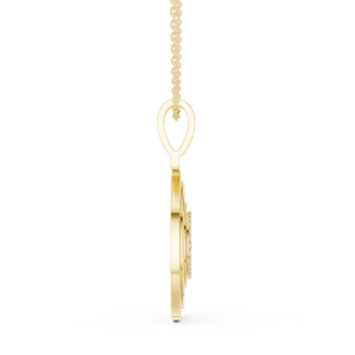 Side-Profile: Princess Cut Diamond Pendant with Prong Setting in 14k Yellow Gold - Lab Grown - Driona Jewels