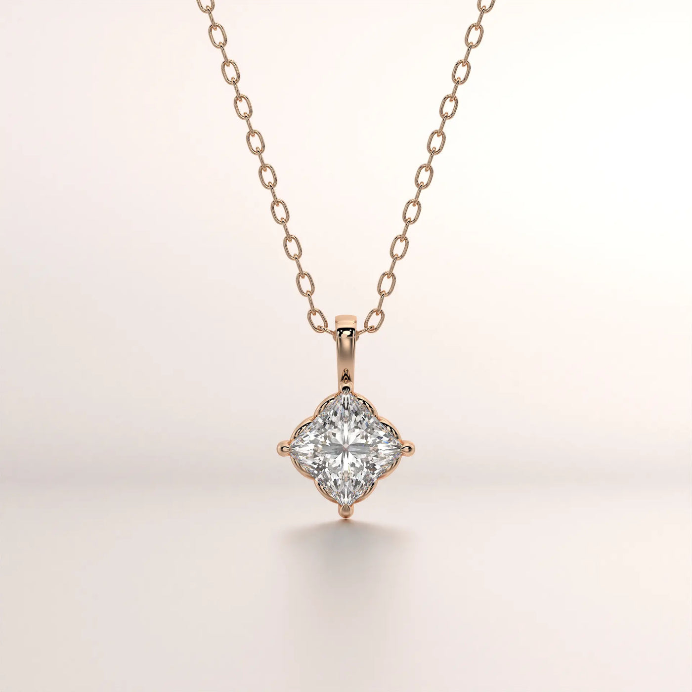 pendant princess diamond rose gold 18k front