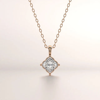 pendant princess diamond rose gold 18k front