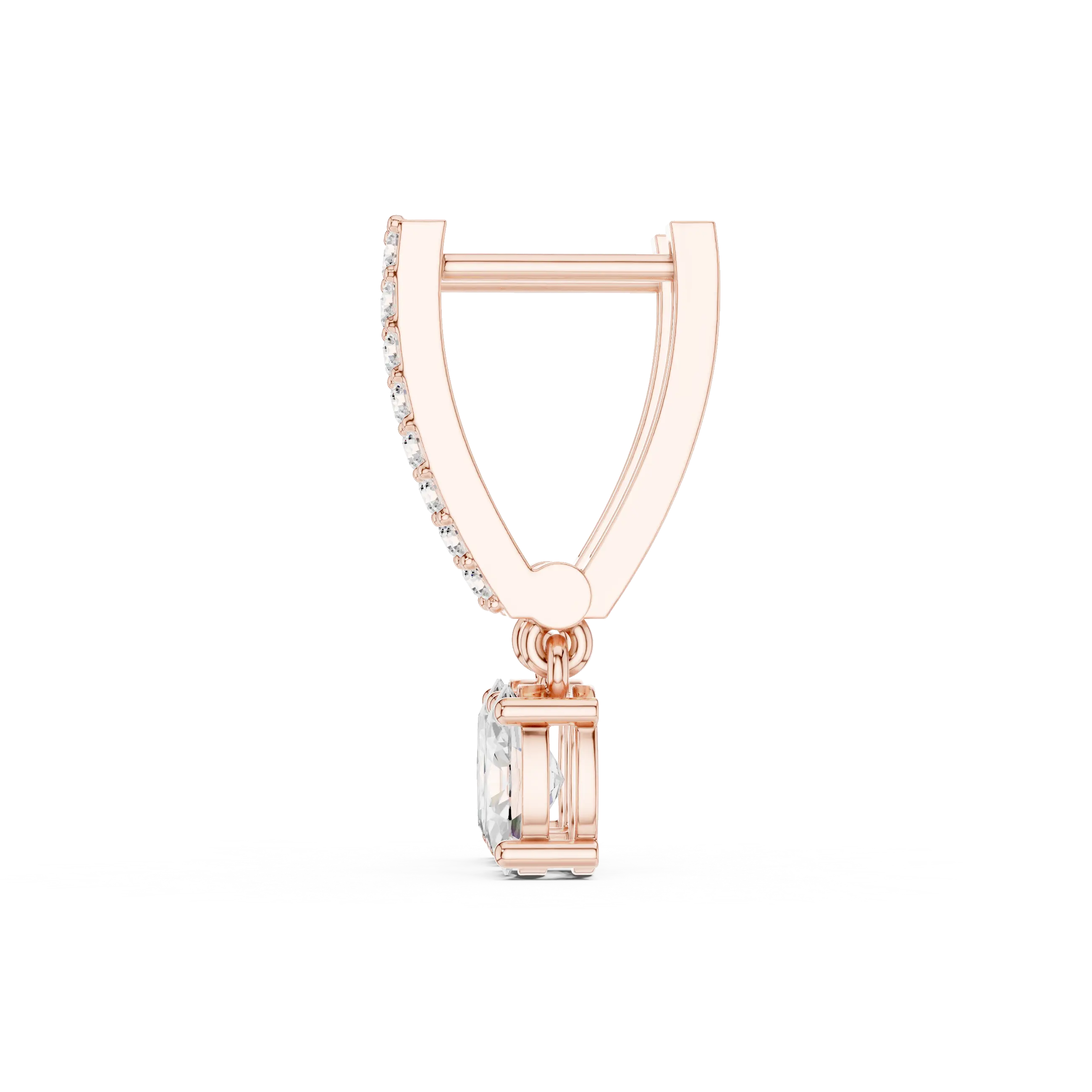 Side-Profile: Princess Diamond Pendant with Solitaire Setting in 14k Rose Gold - Lab Grown - Driona Jewels