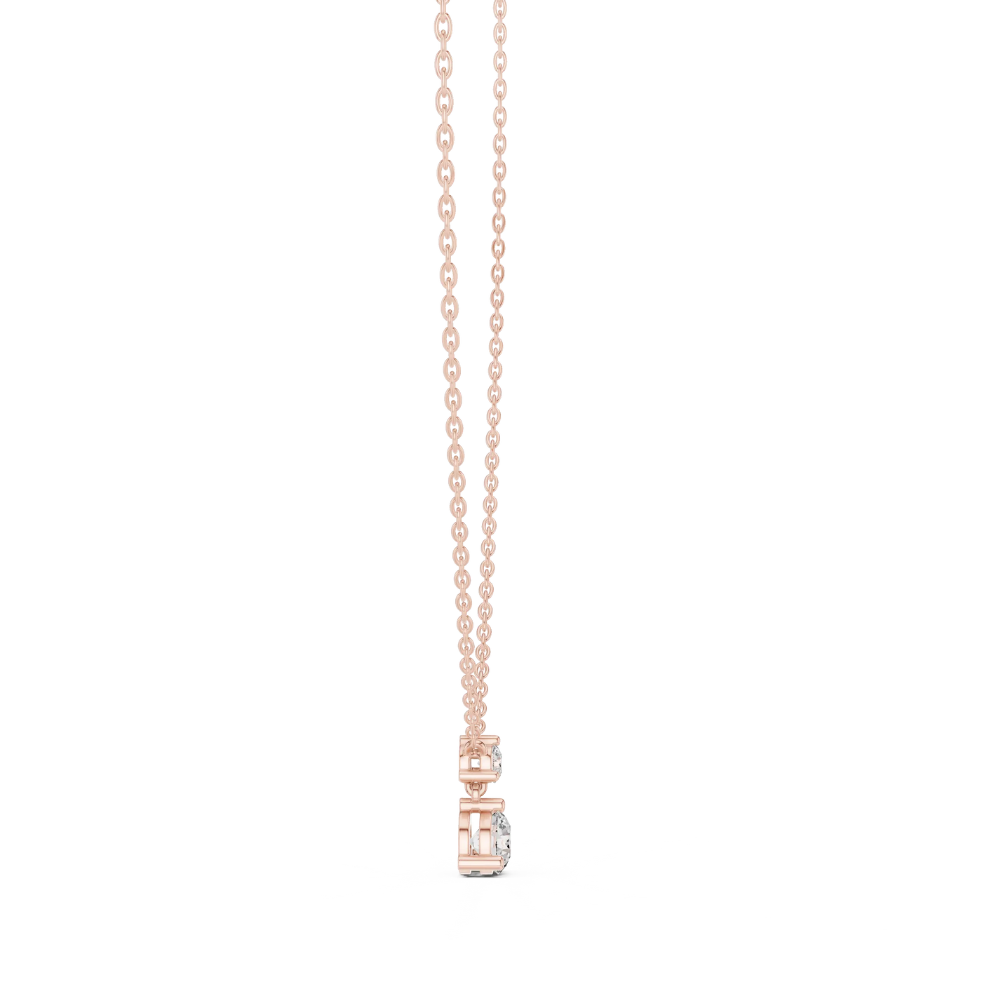 Front View: Radiant Diamond Pendant with Bezel Setting in 14k Rose Gold - Lab Grown - Driona Jewels