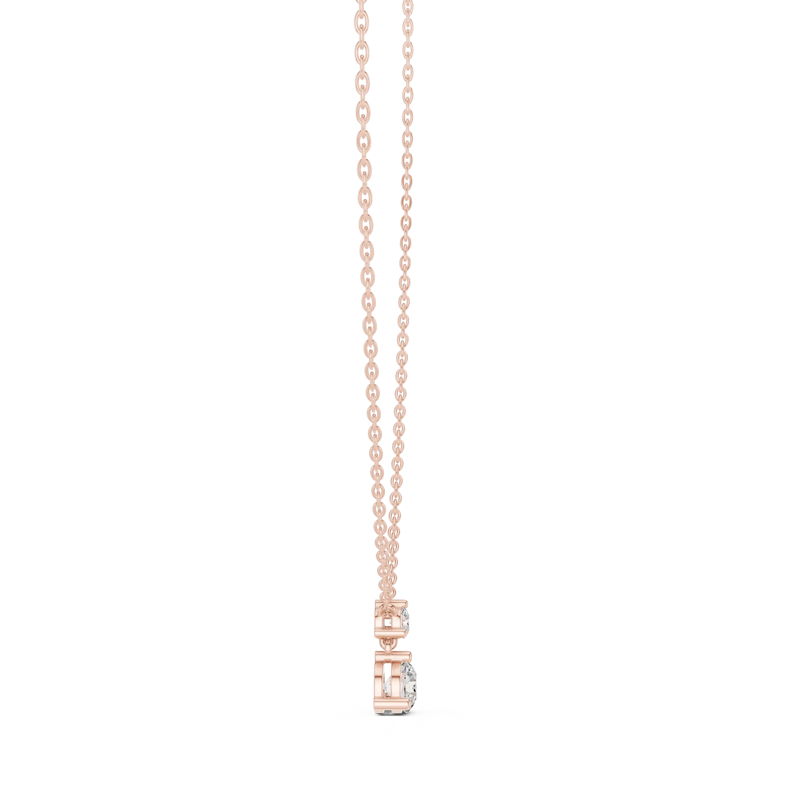 Front View: Radiant Diamond Pendant with Bezel Setting in 14k Rose Gold - Lab Grown - Driona Jewels