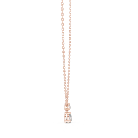 Front View: Radiant Diamond Pendant with Bezel Setting in 14k Rose Gold - Lab Grown - Driona Jewels