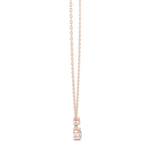 Front View: Radiant Diamond Pendant with Bezel Setting in 14k Rose Gold - Lab Grown - Driona Jewels