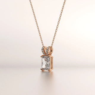 pendant radiant diamond rose gold 14k front