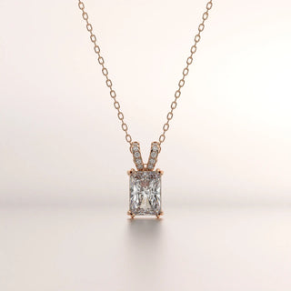 pendant radiant diamond rose gold