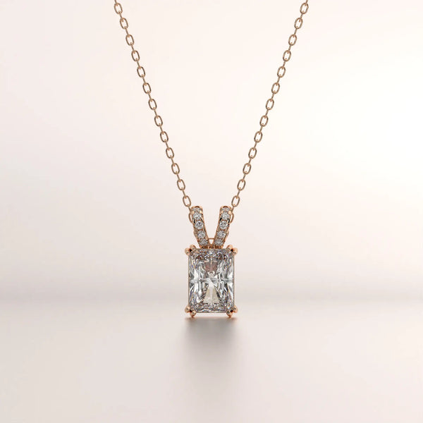 pendant radiant diamond rose gold