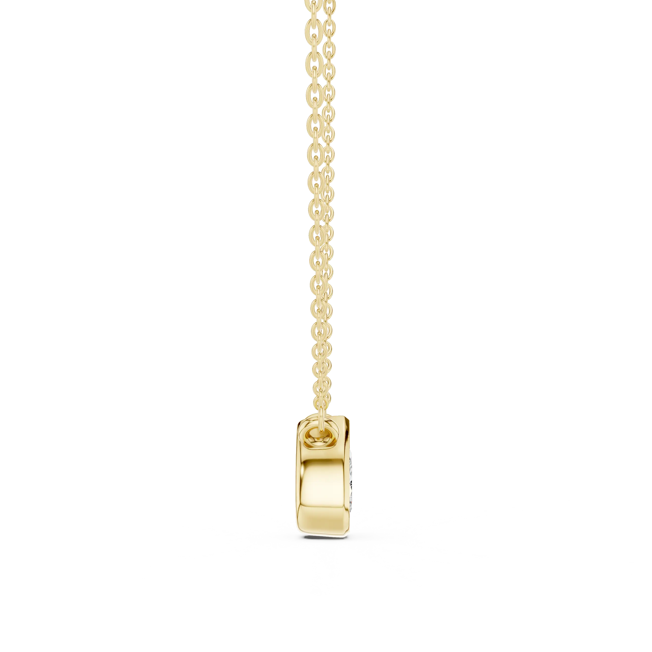 Front-view: Rectangle Diamond Pendant with Bezel Setting in 14k Gold - Lab Grown - Driona Jewels