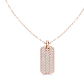Front-view: Rectangle Diamond Pendant with Bezel Setting in 14k Rose Gold - Lab Grown - Driona Jewels