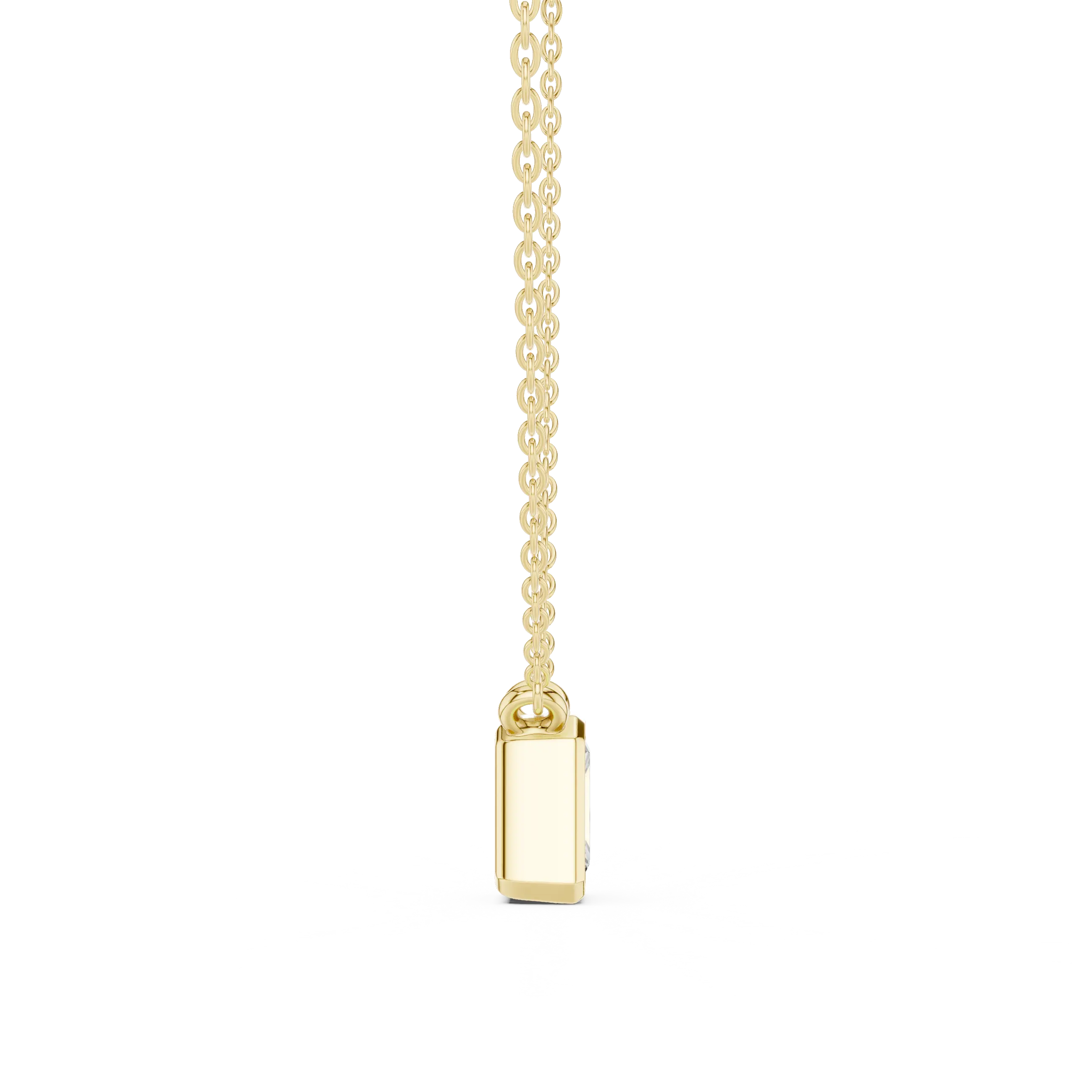 Front-View: Rectangle Diamond Pendant with Prong Setting in 14k Gold - Lab Grown - Driona Jewels