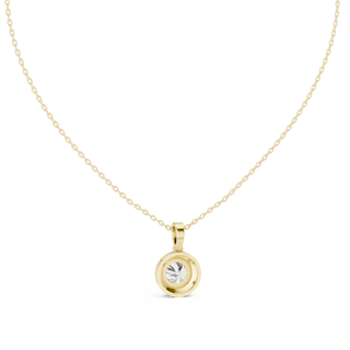Front-view: Round Diamond Pendant with Bezel Setting in 14k Gold - Lab Grown - Driona Jewels
