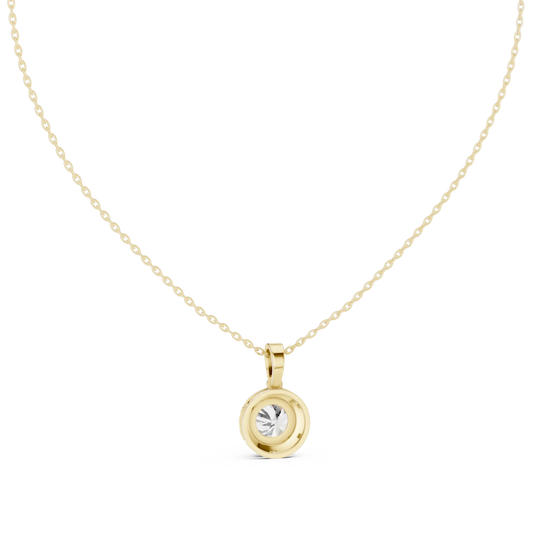 Front-view: Round Diamond Pendant with Bezel Setting in 14k Gold - Lab Grown - Driona Jewels